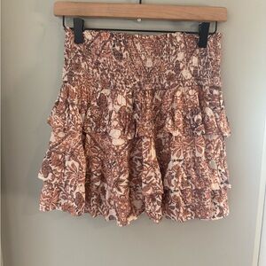 Olivaceous Brown Floral Mini Skirt Medium